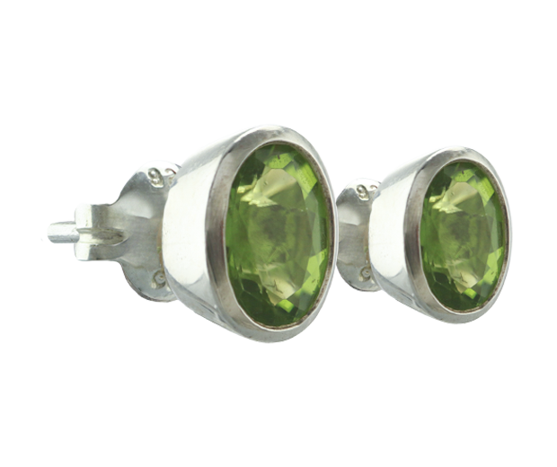 STERLING SILVER EARRING PAIR SET WITH 02 PERIDOTS